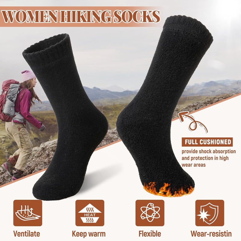 Velice Merino Wool Socks for Women 5 Pairs Warm Winter Hiking Thick Thermal Cozy Boot Work Soft Ladies Crew Socks - Image 5